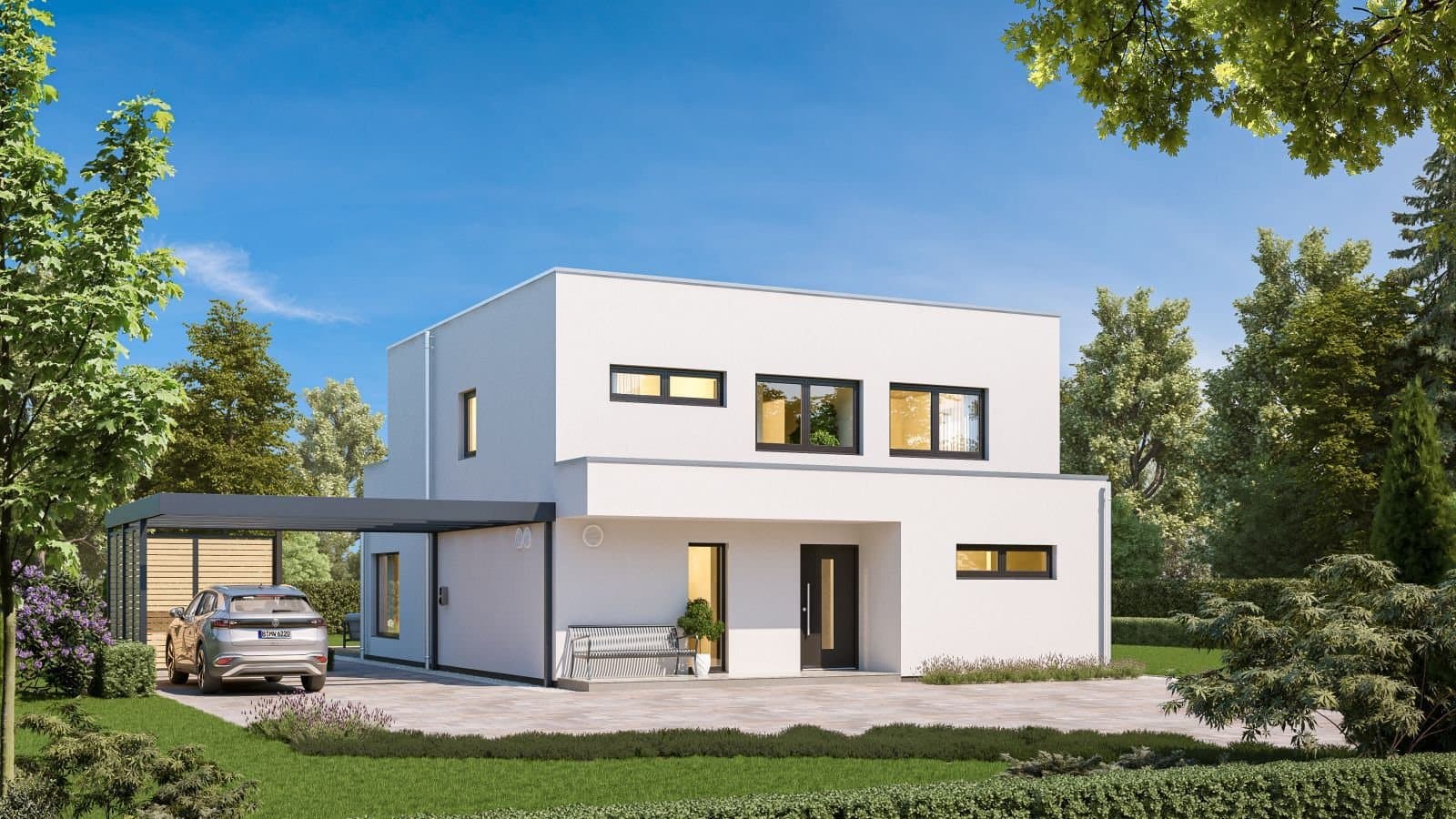 Exklusive Flachdach Stadtvilla mit modernen Schnitt