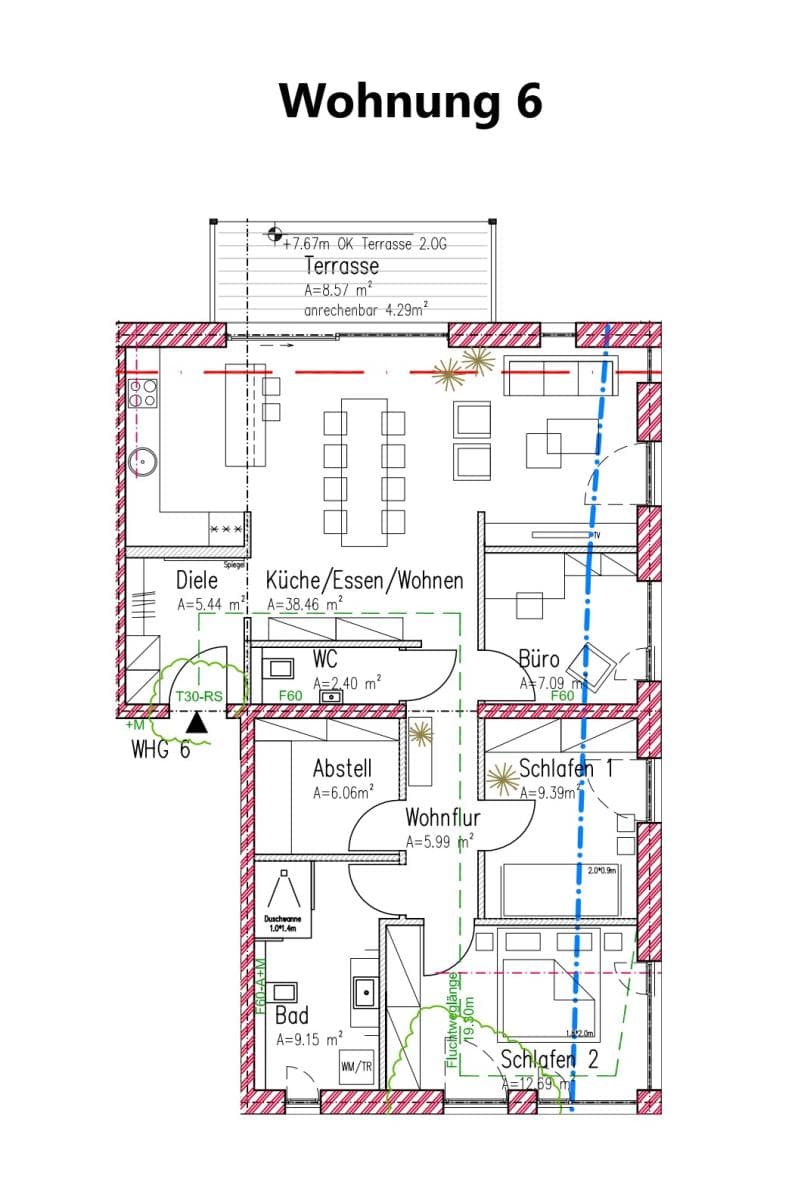 Helle altersgerechte Wohnung im KFW 40 Energiesparhaus Nähe Porta Nigra –  an den Krankenhäusern  
