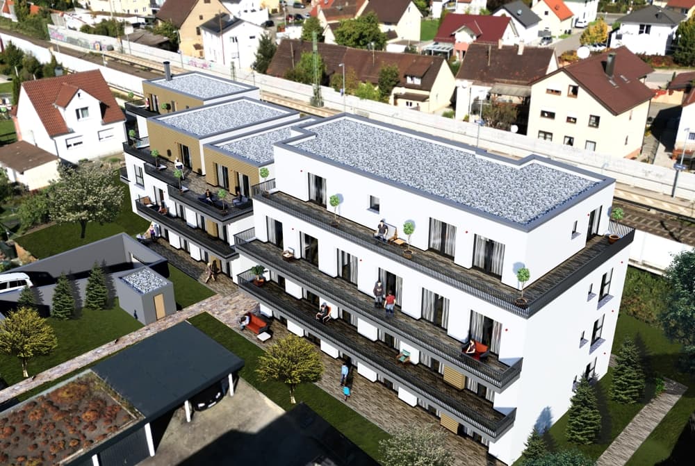 3-Zi.-Wohnung im 2. OG, Balkon, inkl. neuer Einbauküche, Aufzug! KFW 40-QNG-Standard!