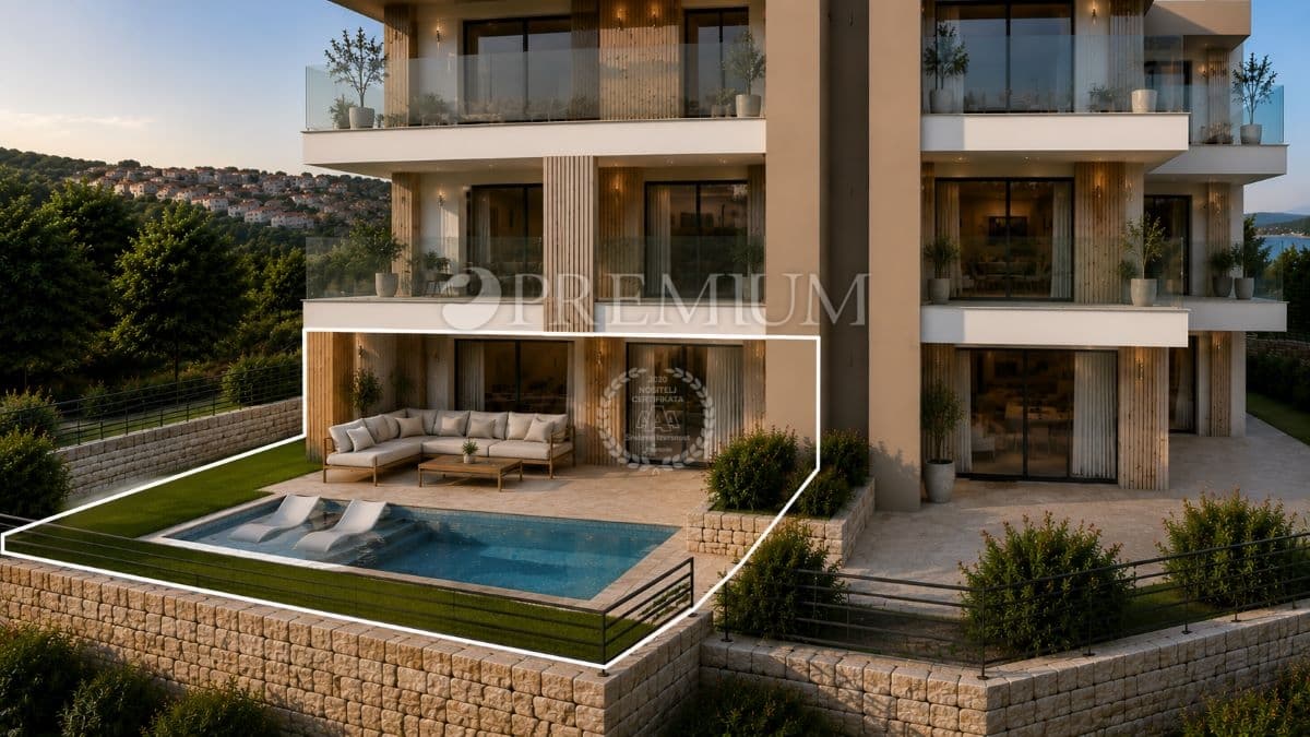 Omišalj, Neubauwohnung mit Pool!