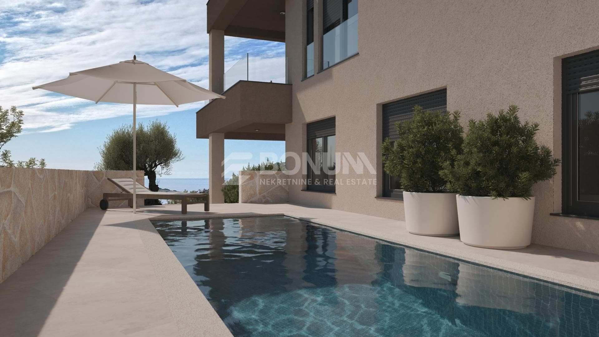 Rogoznica, Stivašnica - Dreizimmerwohnung mit Pool und Garten, 250 m vom Meer entfernt