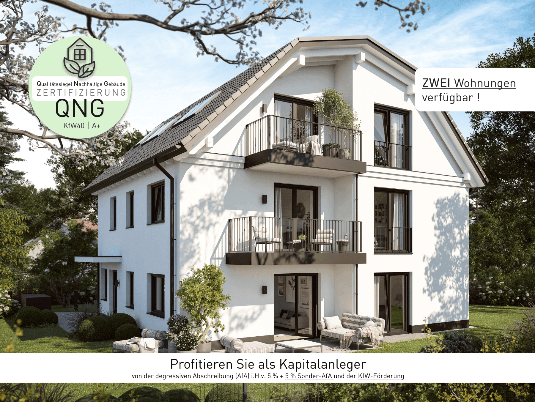 Nur noch diese WHG verfügbar! Großzügige NEUBAU-Gartenwohnung + wohnlich ausgebautes Souterrain (inkl. 2. Bad)