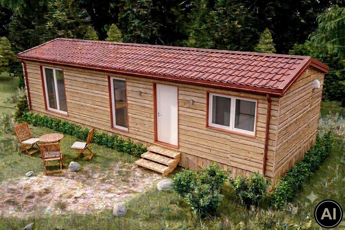 Tiny House ohne Grundstück - Neuwertiger Bungalow im Blockhausstil