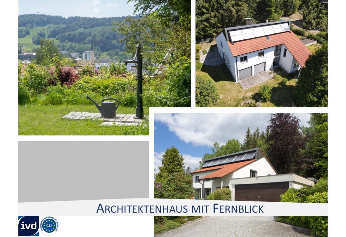 MODERNES ARCHITEKTENHAUS MIT FERNBLICK ÜBER DIE STADT FREYUNG
