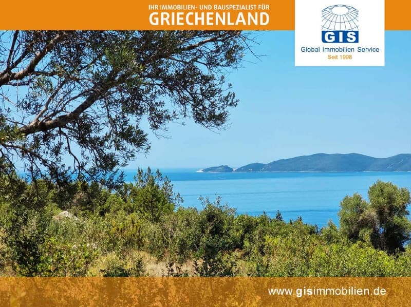 +++ GRIECHENLAND - SÜD-LEFKADA: Baugrundstück mit traumhaftem Ausblick und Olivenbäumen +++