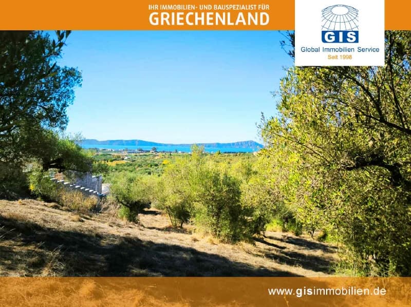 +++ GRIECHENLAND - PELOPONNES - COSTA NAVARINO: Grundstück mit Baugenehmigung und Meerblick +++