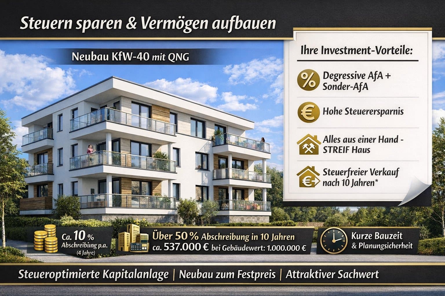 Neubau-Investment: Steuervorteile nutzen und Vermögen mit Sachwerten aufbauen