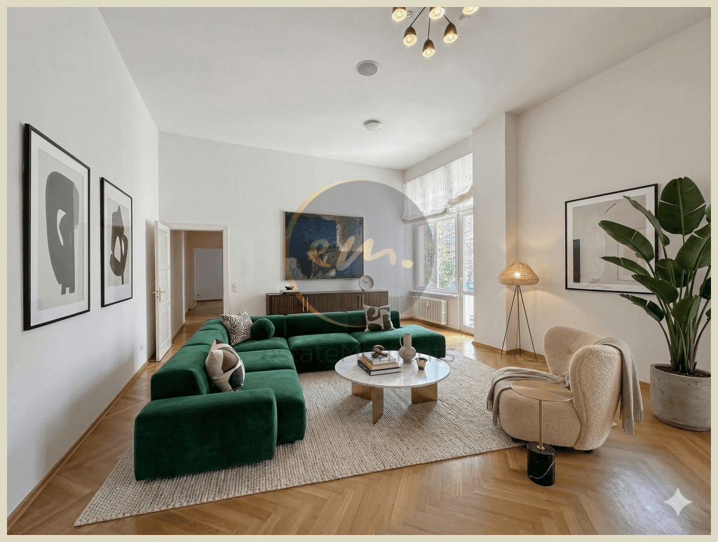 Ruhig gelegen, sonniger Balkon, zentrale Lage - Altbauwohnung mit 3,9 m hohen Decken...