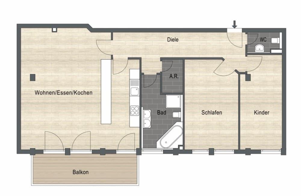 Großzügige City- Wohnung mit Balkon ...