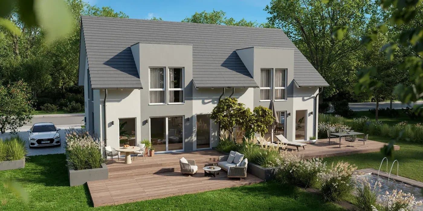 Bauen Sie mit Streif Haus Ihre luxuriöse Doppelhaushälfte mit Keller in Rettenberg