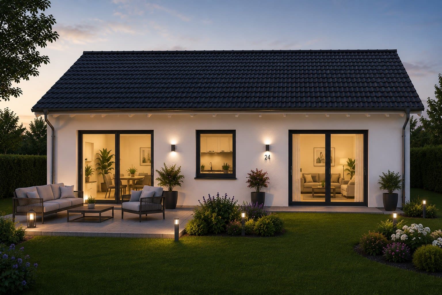 Schlüsselfertiger KfW-40 Bungalow mit Photovoltaikanlage