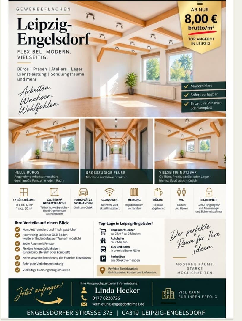 Moderne Gewerbeflächen in Leipzig-Engelsdorf - ab 8,00€ brutto/m², flexibel teilbar