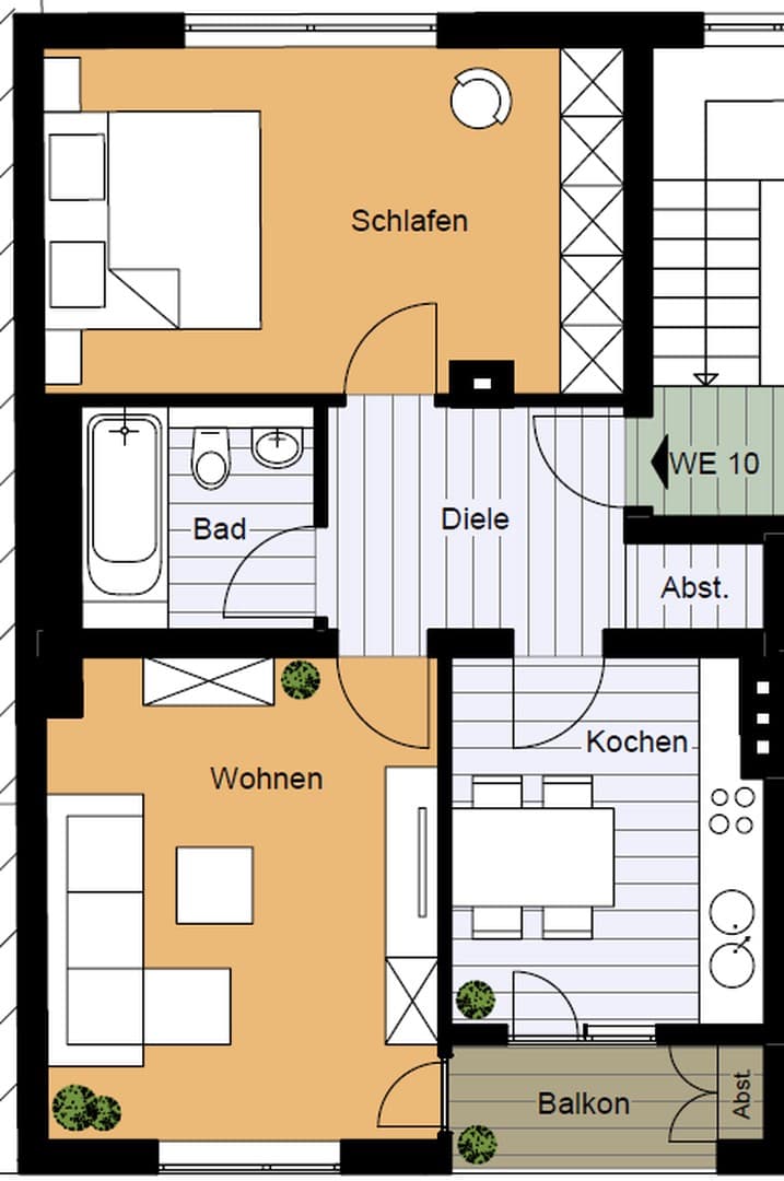 Wohnung in Uni-Nähe mit Balkon