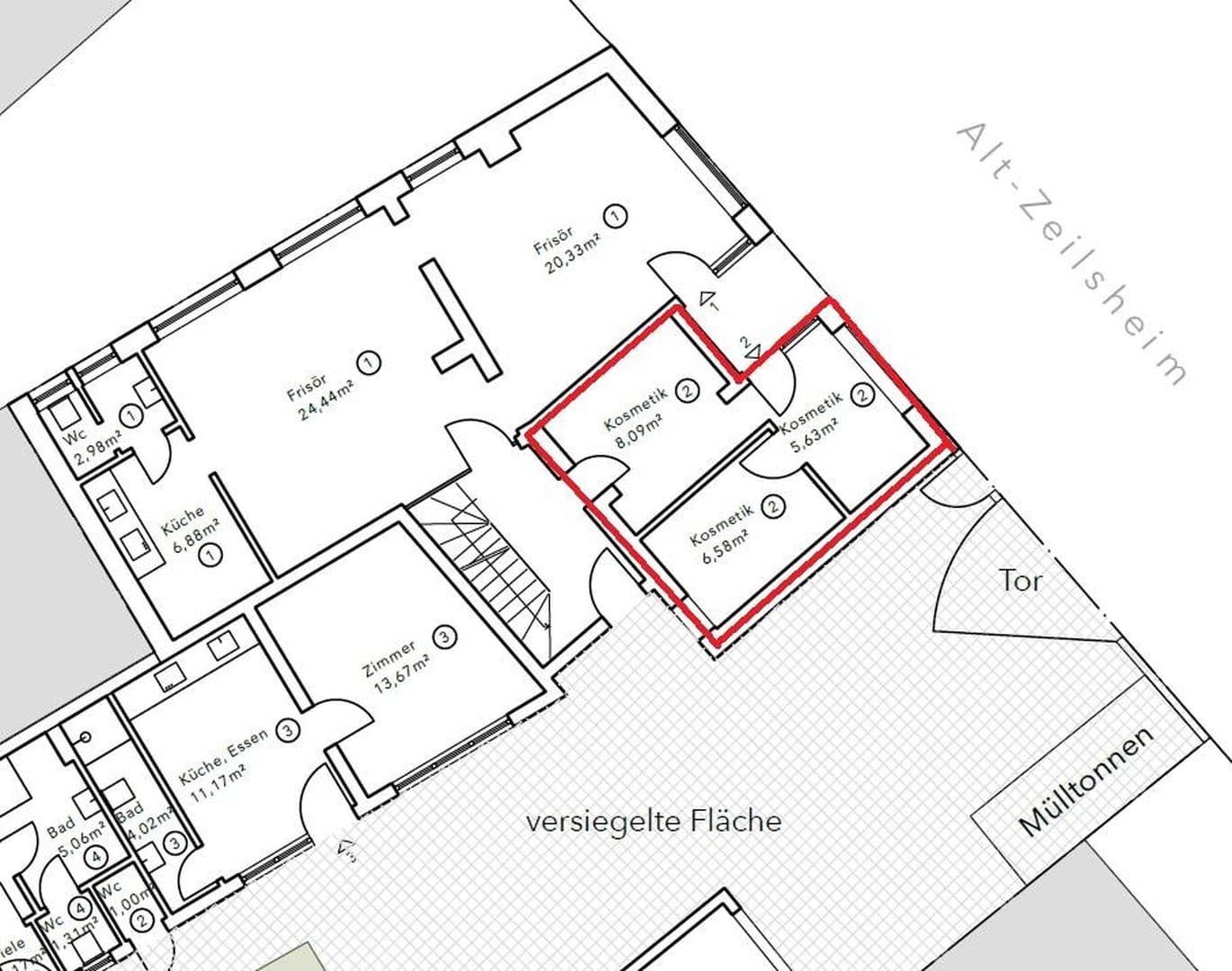 Kleine Gewerbeeinheit 22qm im Stadtkern von Zeilsheim zu Verkaufen