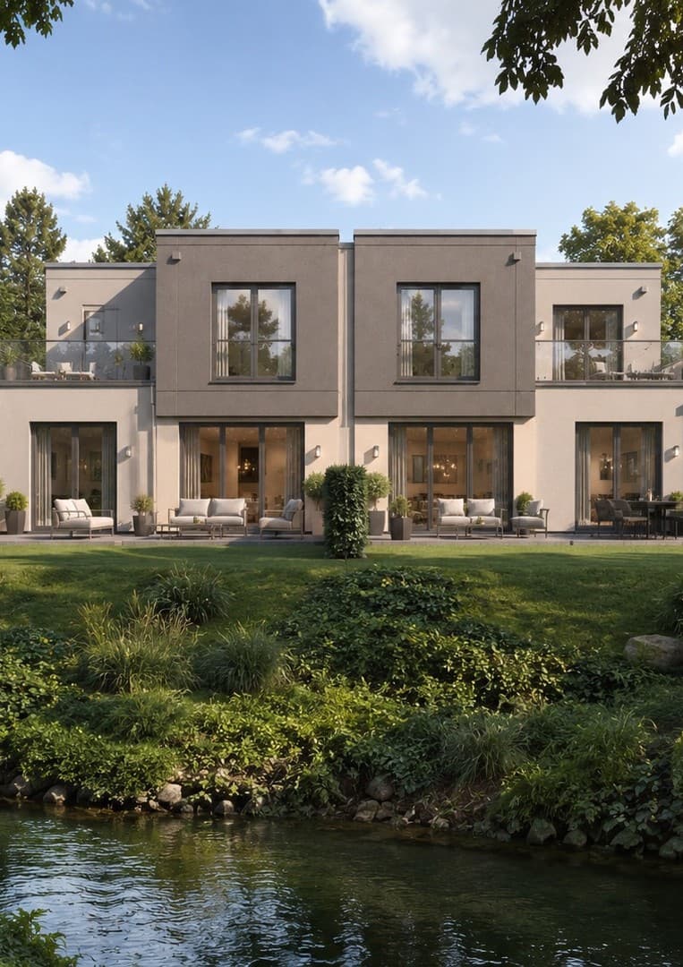 Neubau-Doppelhaushälfte mit ca. 171 m² Wohnfläche, Dachterrasse & Garage